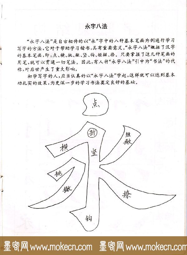 中小学生书法教材：楷书入门永字八法习字帖