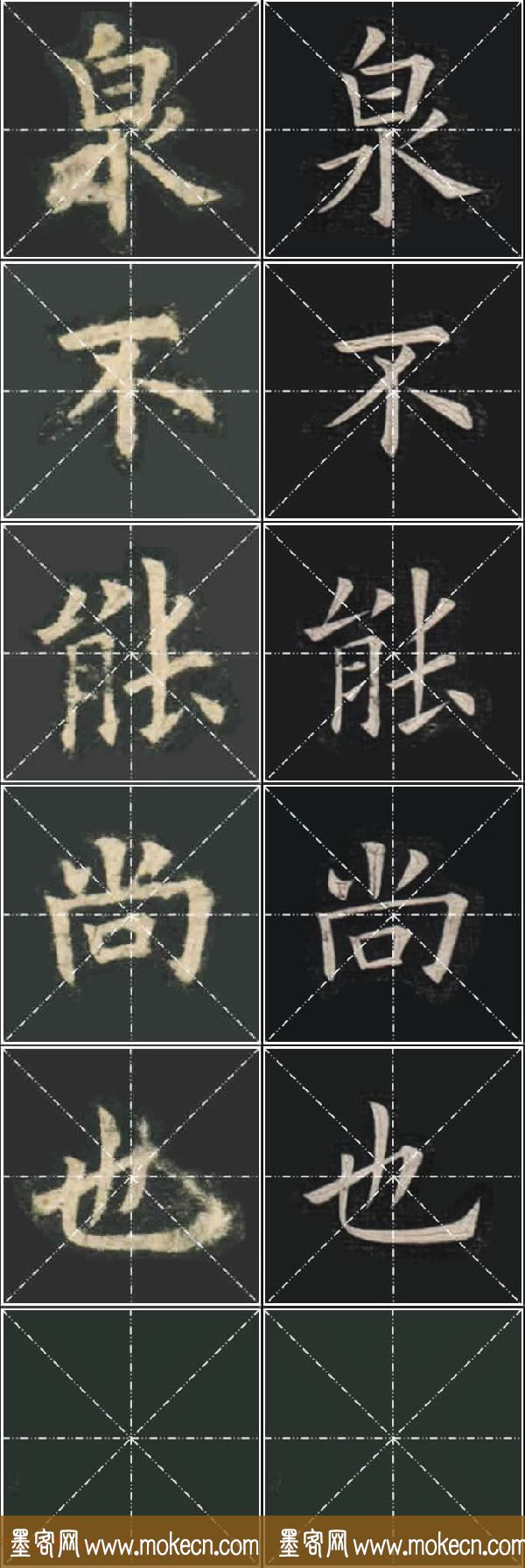 《欧楷九成宫》姚孟起临本与李琪藏本对照字帖