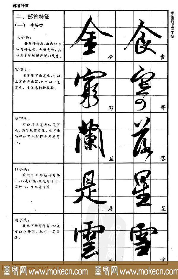 九宫格毛笔字帖欣赏《宋·米芾行书习字帖》